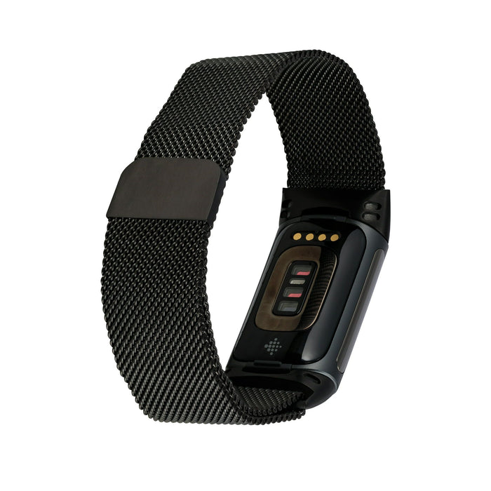 WITHit Black Stainless Steel Mesh Fashion Band with Magnetic Closure for Fitbit Charge 5 & Charge 6