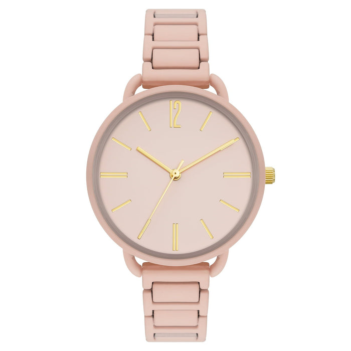 Time and Tru Pink Metal Bracelet Round Pink Dial Watch