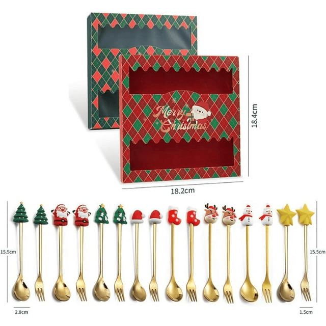 Christmas Spoon Stainless Steel Christmas Tree Tea Spoon for Home, Boriyuan Xmas Coffee Spoon Dinner Forks Dessert Spoon Stirring Spoon Ice Cream Spoon Creative Tableware Gift, Holiday Party Supply