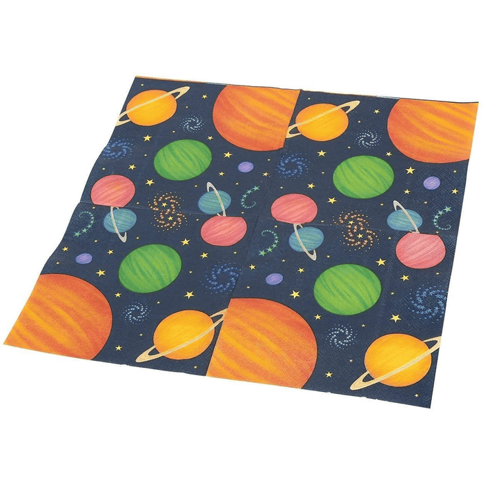 Outer Space Party Supplies Bundle Plates, Napkins, Cups, and Cutlery - Serves 24, 144 Total Pieces for a Fun and Memorable Birthday Celebration