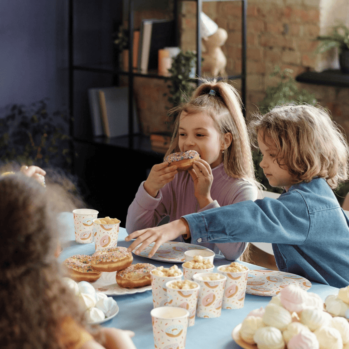 144 Piece Donut Grow Up Party Supplies - Serves 24 Sprinkle Paper Plates, Napkins, Cups and Cutlery for Two Sweet Birthday Decorations