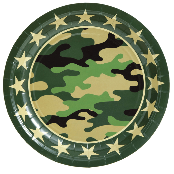 144-Piece Camo Party Decorations for Army-Themed Birthday, Baby Shower, Welcome Home Party, Serves 24, Includes Camouflage Paper Plates, Napkins, Cups, and Cutlery