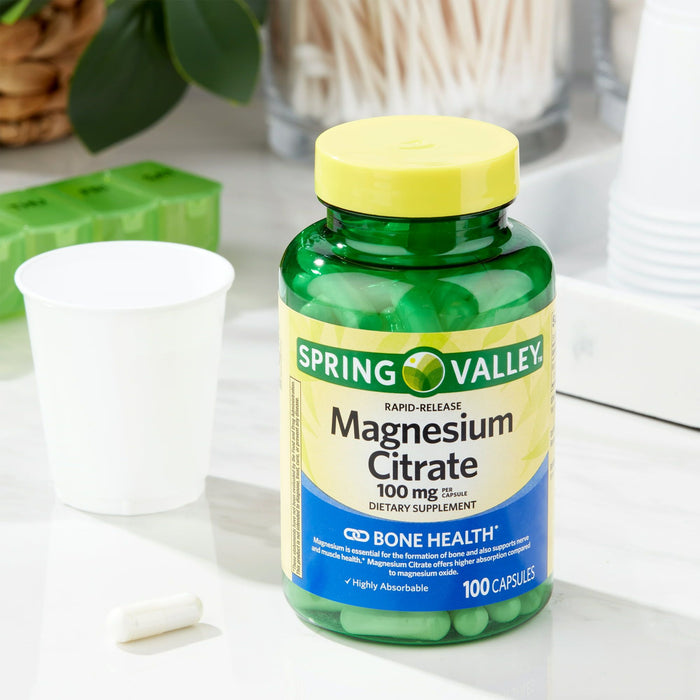 Spring Valley Rapid-Release Magnesium Citrate Dietary Supplement; 100 mg; 100 Count