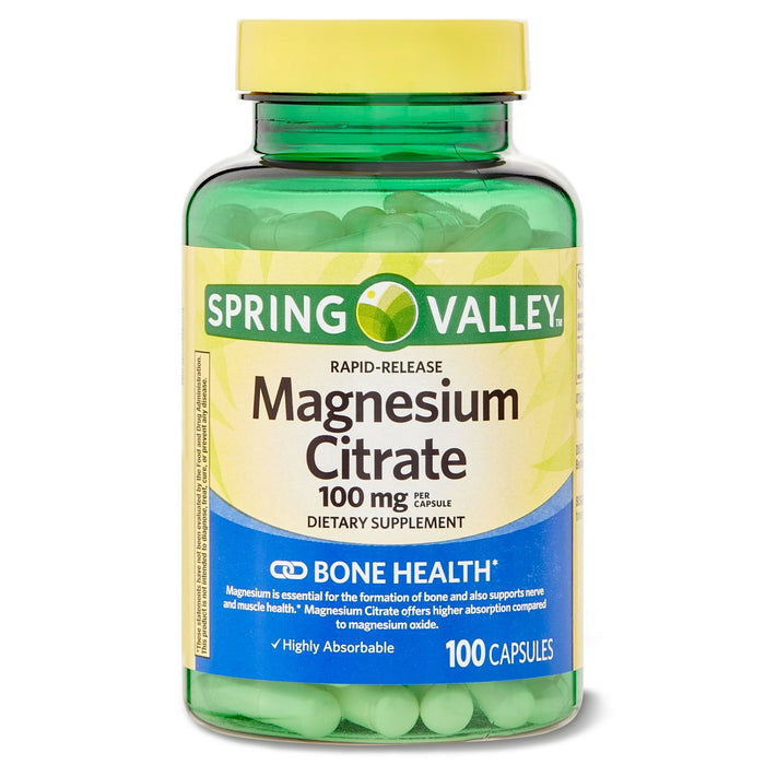 Spring Valley Rapid-Release Magnesium Citrate Dietary Supplement; 100 mg; 100 Count