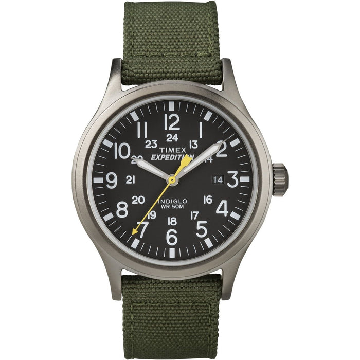 Timex Men's Expedition Scout 40mm Watch ¨C Black Dial Gray Case & Green Fabric Strap