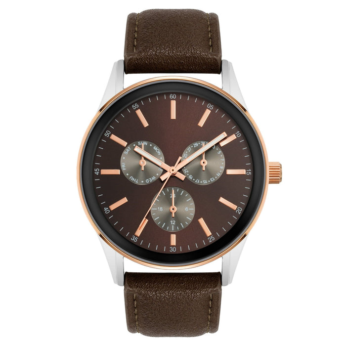 George Mens Casual Brown Watch with Traditional Strap