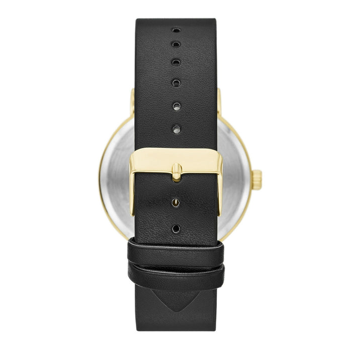 George Men's Watch: Gold Tone Case, Champagne Sunray Dial, Black Vegan Leather Band (FMDOGE047)