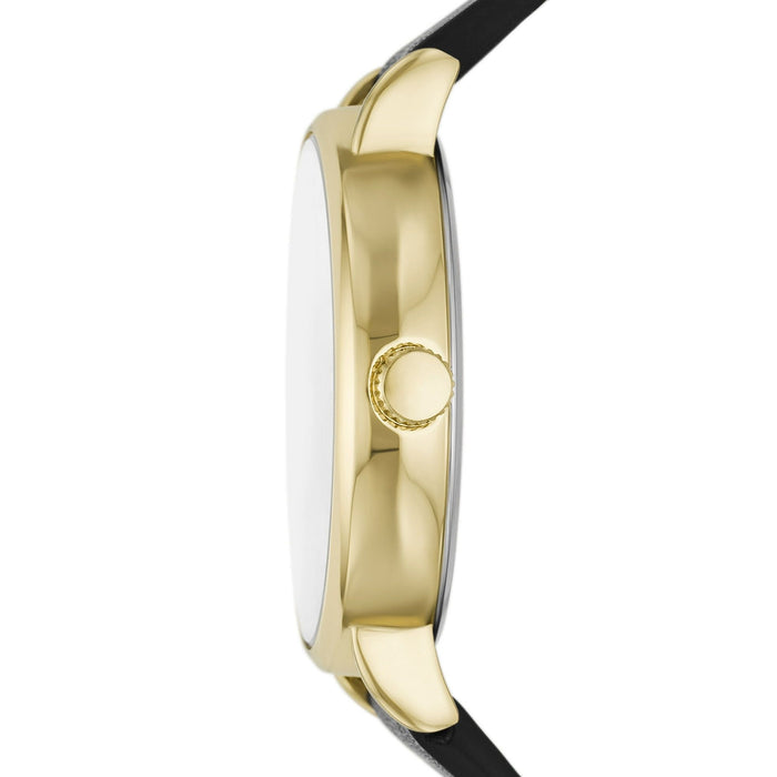 George Men's Watch: Gold Tone Case, Champagne Sunray Dial, Black Vegan Leather Band (FMDOGE047)