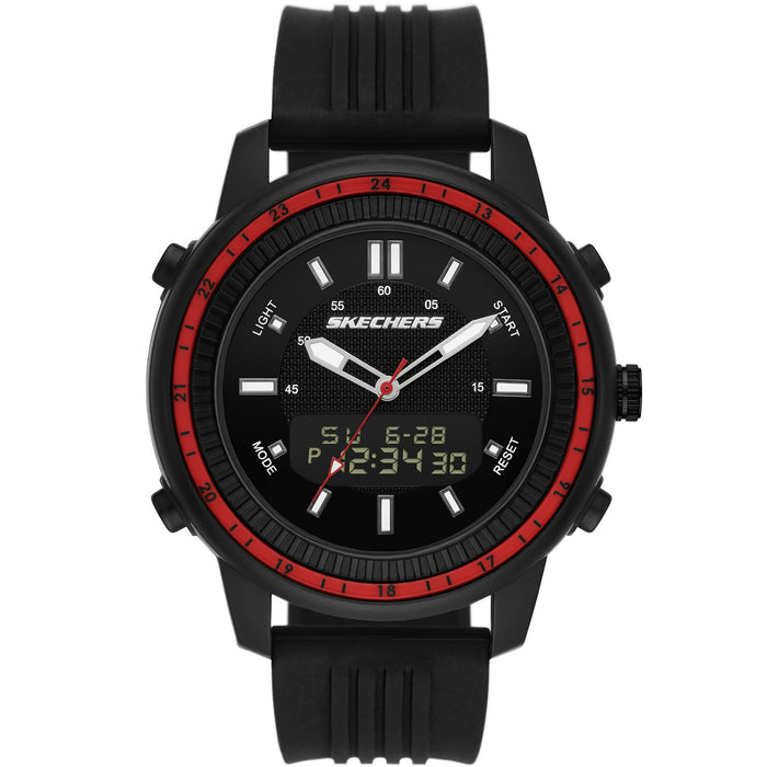 Skechers Mens Analog Digital Black and Red Watch with Silicone Strap (SR5154W)