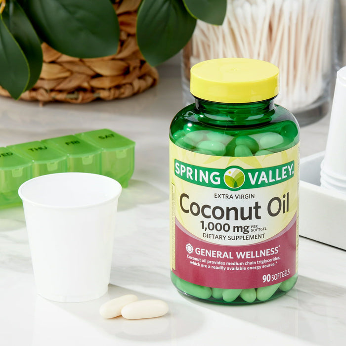 Spring Valley Extra Virgin Coconut Oil Dietary Supplement Softgel; 1; 000 mg; 90 Count