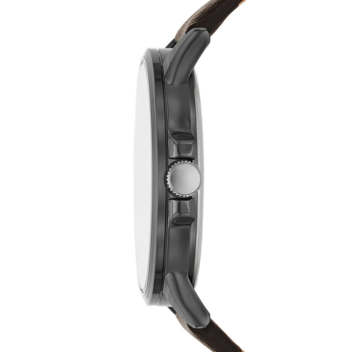 George Men's Watch: Gunmetal Tone Case, Black Easy Read Dial, Brown Textured Vegan Leather Band (FMDOGE057)