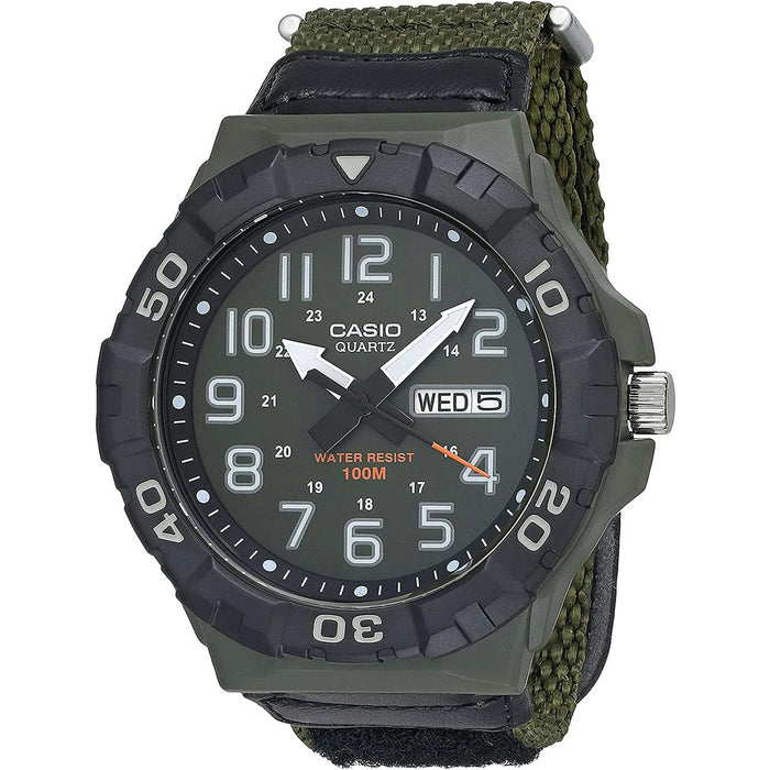 Casio Men's Large Dial Analog Sport Watch with Green Nylon Strap