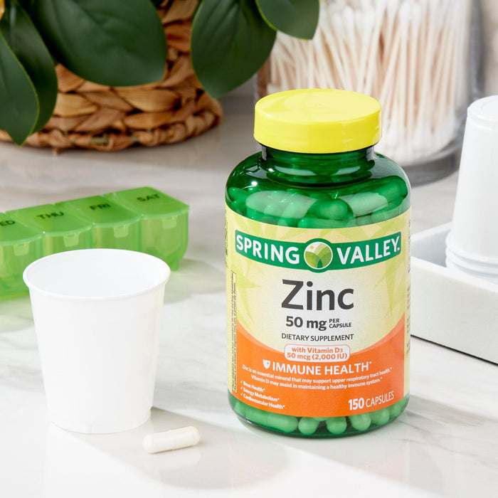 Spring Valley Zinc with Vitamin D Capsules Dietary Supplement; 50 mg; 150 Count