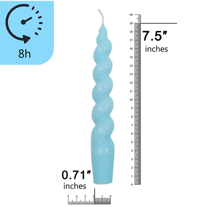 FCMSHAMD Spiral Taper Dinner Candles Conical Stick Candles H 18.5 cm for Holiday Wedding Party (Blue )