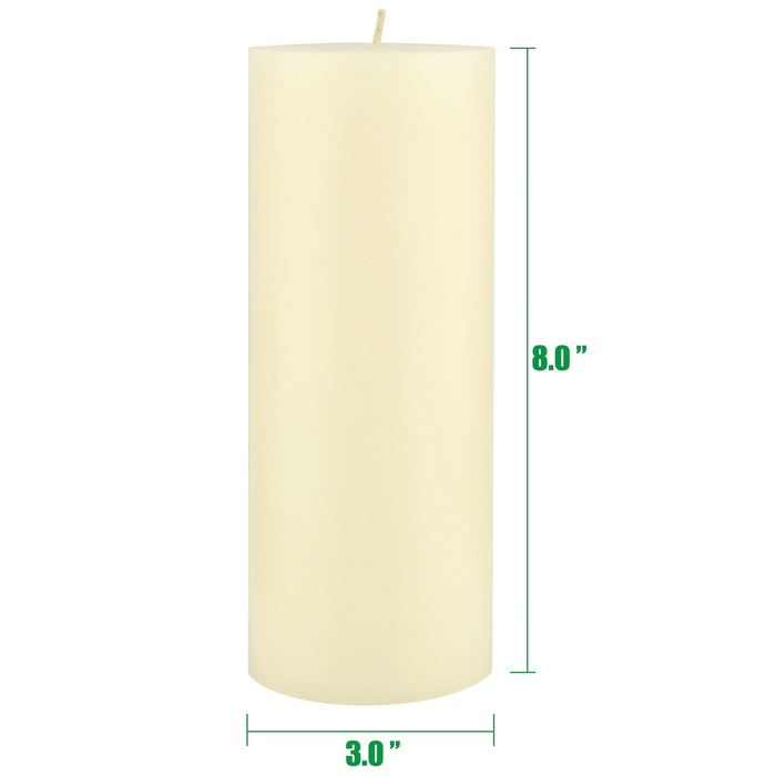 Stonebriar Unscented 3" x 8" 1-Wick Ivory Pillar Candles, 6 Pack