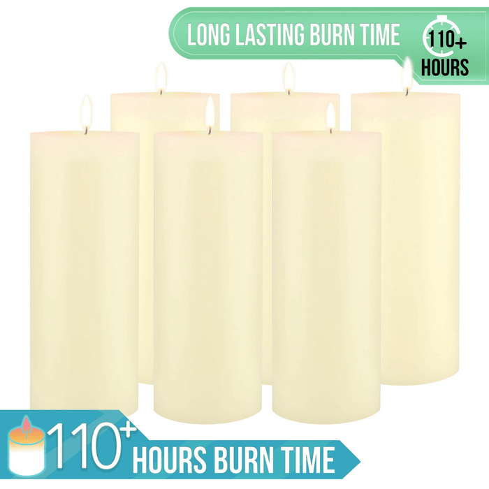 Stonebriar Unscented 3" x 8" 1-Wick Ivory Pillar Candles, 6 Pack