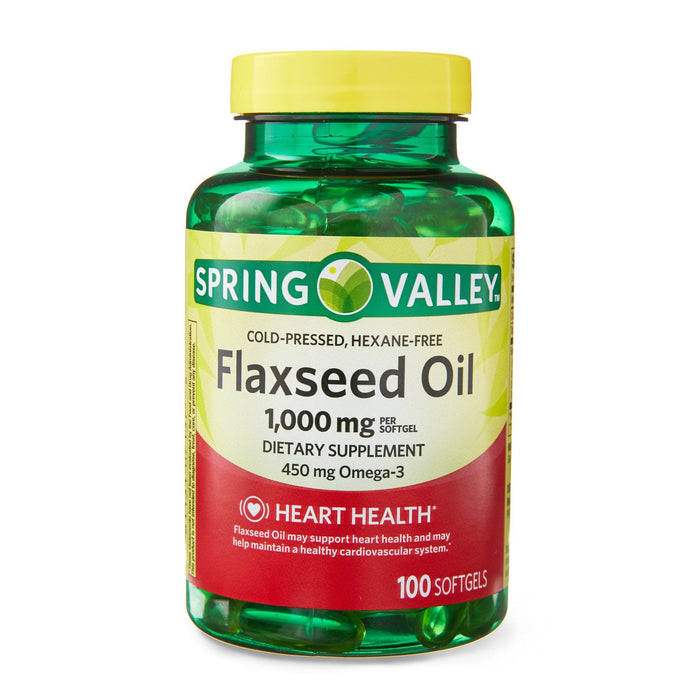 Spring Valley Flaxseed Oil Softgels Dietary Supplement; 1; 000 mg; 100 Count