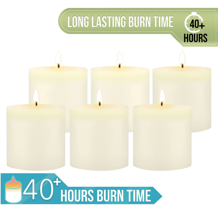 Stonebriar Unscented 3" x 3" 1-Wick White Pillar Candles, 6 Pack