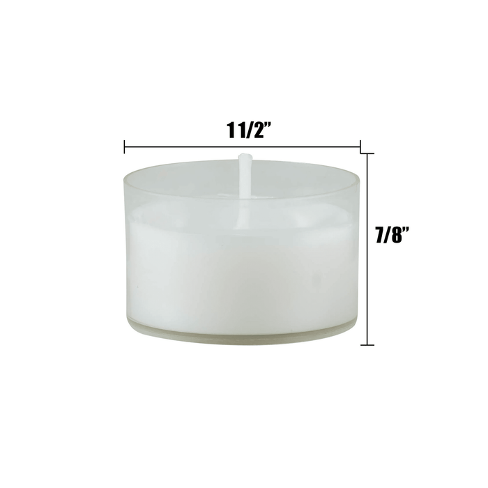 Stonebriar Unscented Long Burning Clear Cup Tealight Candles with 6-7 Hour Burn Time, 96 Pack, White