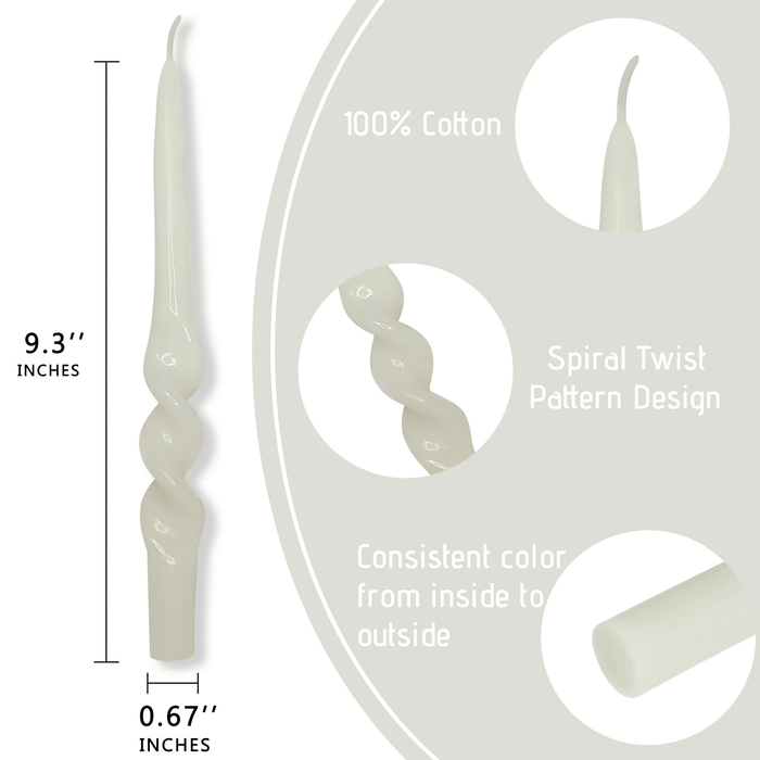 FCMSHAMD 9.5'' White Taper Candles-Smokeless Unscented(2 Pack)