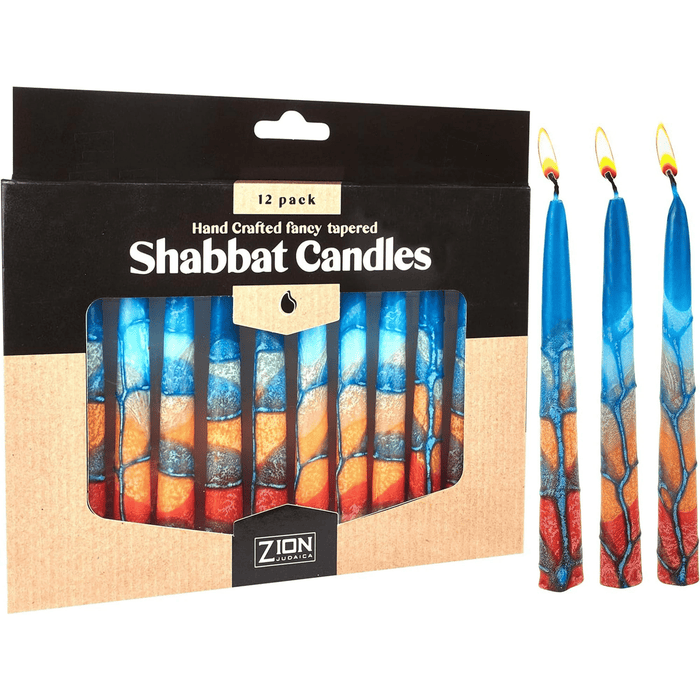 Zion Judaica Artistic Shabbat Candles 5.5 Inch Tall Hand Crafted 12 Pack for Weddings, Anniversary, Holidays, Celebration, Home D¨¦cor Mother Day Gift Valentines Candle Burns 2.5 Hours Dusk Reflection