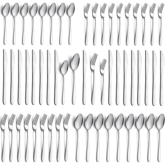 Bestdin Silverware Set, 40 Pieces Stainless Steel Flatware Set for 8, Include Fork Knife Spoon Set, Mirror Polished, Dishwasher Safe, Cutlery Set for Home Kitchen Restaurant Hotel