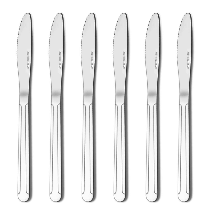 Bestdin Dinner Knife Set, 24 Pieces 8-inch Kitchen Knives, Pattern Design Stainless Steel Cutlery Knife, Table Knives for Home, Hotel and Restaurant, Mirror Polished, Dishwasher Safe