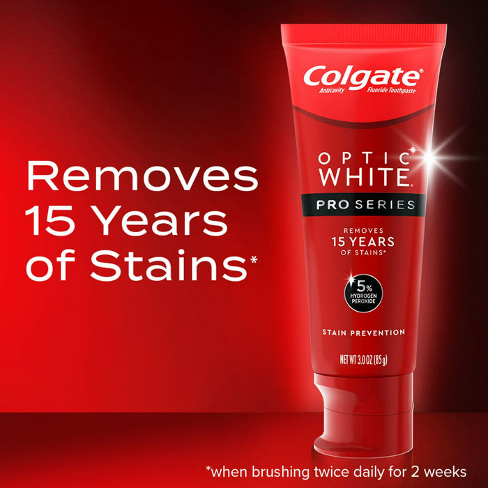 Colgate Optic White Pro Series Whitening Toothpaste; Stain Prevention; 3 oz Tube; 2 Pack