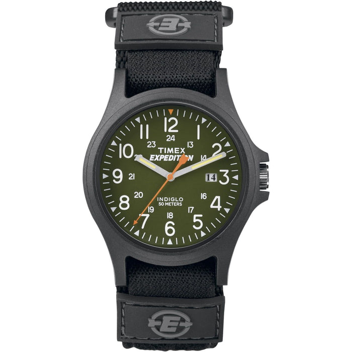 Timex Men's Expedition Acadia 40mm Watch ¨C Black Case Dark Green Dial with Black FastWrap Strap