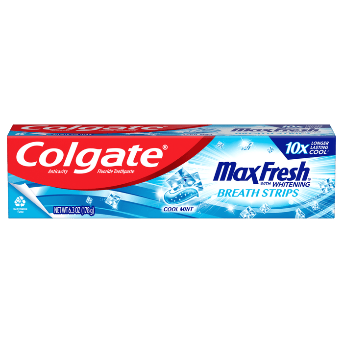 Colgate Max Fresh Whitening Toothpaste with Mini Breath Strips; Cool Mint; 6.3 oz Tube