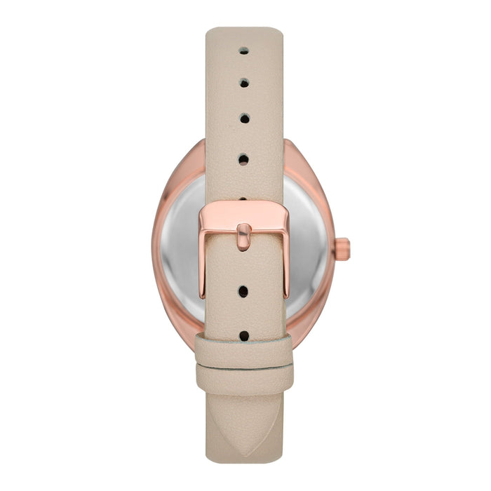 Time & Tru Women's Wristwatch: Rose Gold Tone Case, White Dial, Blush Faux Leather Strap (FMDOTT093)