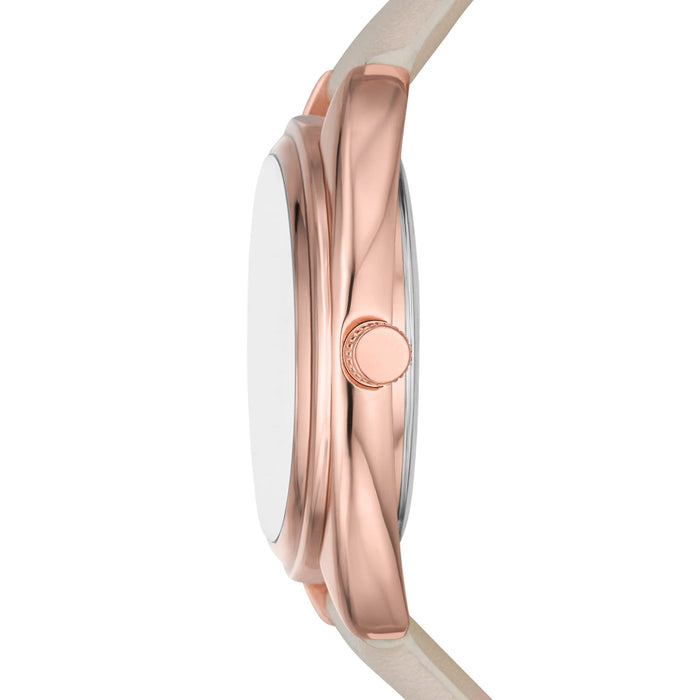 Time & Tru Women's Wristwatch: Rose Gold Tone Case, White Dial, Blush Faux Leather Strap (FMDOTT093)