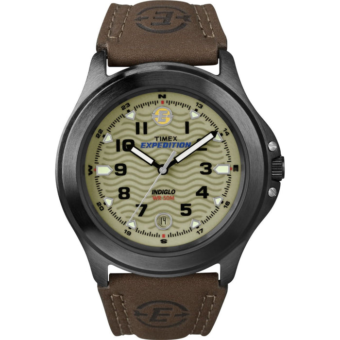 Timex Men's Expedition Metal Field Brown/Olive 40mm Outdoor Watch, Leather Strap