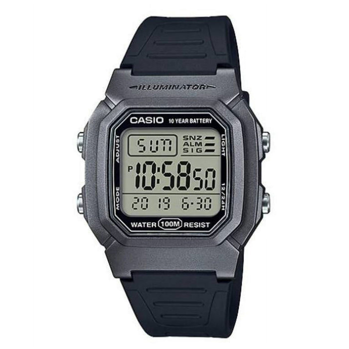 Casio Men's Dual Time Digital Watch, Silver/Black - W-800HM-7AVCF