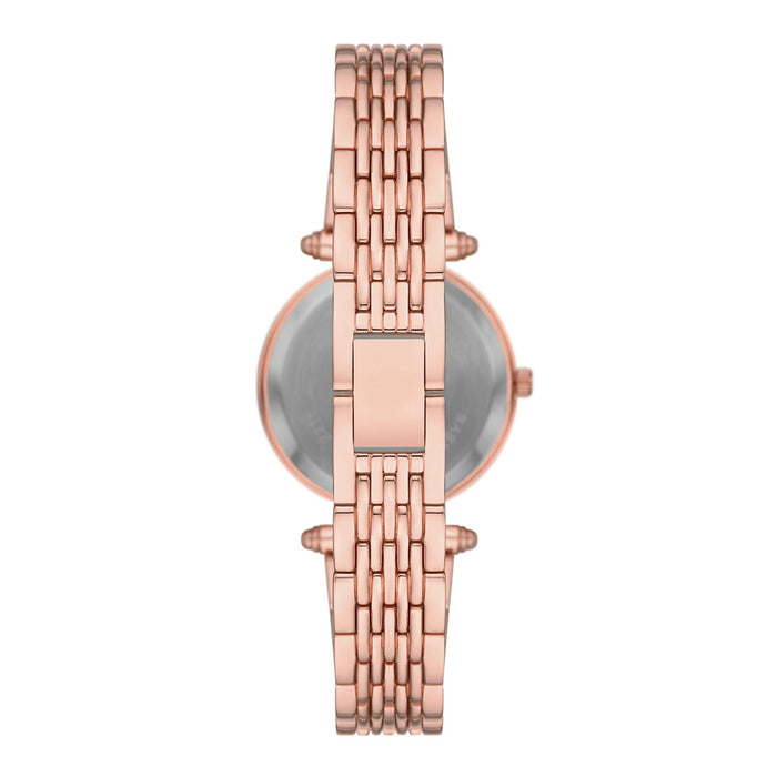 Time & Tru Women's Wristwatch Set: Rose Gold Tone T-Bar Watch and Bracelet Set Crystal Accents (FMDXTT046)