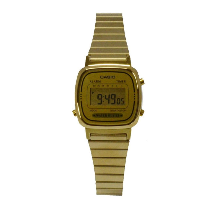 Casio Women's Gold Tone Stainless Steel Digital Watch Quartz Mineral Crystal LA-670WG-9D