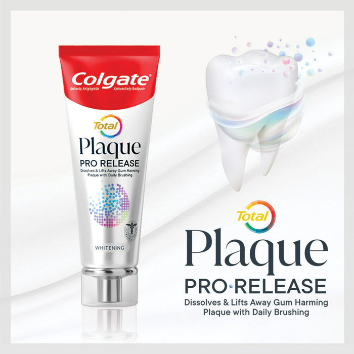 Colgate Total Plaque Pro Release Whitening Toothpaste; 2 Pack; 3 oz Tubes