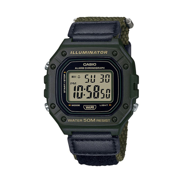 Casio Men's Classic Digital Quartz Green Resin/Nylon Watch W218HB-3AV