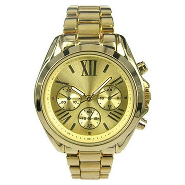 Time and Tru Women's Round Gold Tone Stainless Steel Bracelet Wristwatch