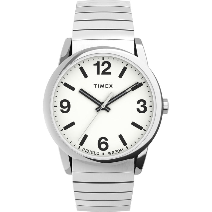 Timex Men's Easy Reader Bold 38mm Perfect Fit Watch ¨C Two-Tone Case White Dial with Two-Tone Expansion Band