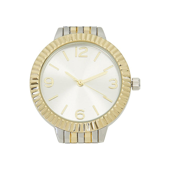 Time and Tru Women's Two Tone Round Bracelet Watch with Fluted Bezel