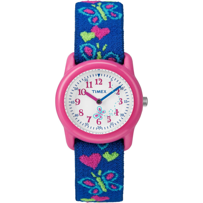 TIMEX TIME MACHINES? 29mm Butterflies and Hearts Elastic Fabric Kids Watch