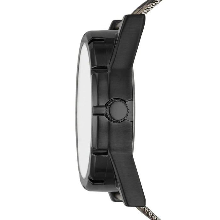 George Men's Watch Set: Gunmetal Tone Case, Black Dial, Camo Mesh Band, Brown Vegan Leather Double Strap (FMDXGE040)