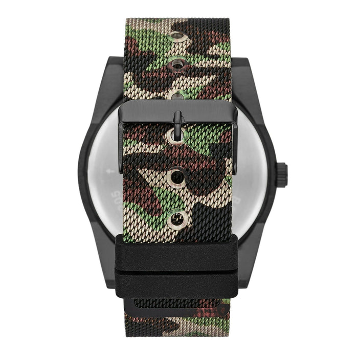 George Men's Watch Set: Gunmetal Tone Case, Black Dial, Camo Mesh Band, Brown Vegan Leather Double Strap (FMDXGE040)