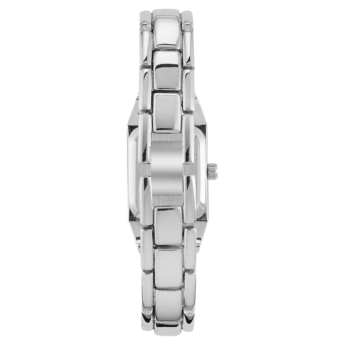 Time and Tru Women's Oblong Silver Tone Bracelet Watch