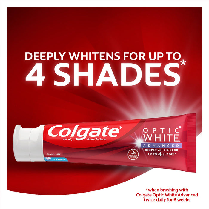 Colgate Optic White Advanced Teeth Whitening Toothpaste; 3.2 oz; 2 Pack
