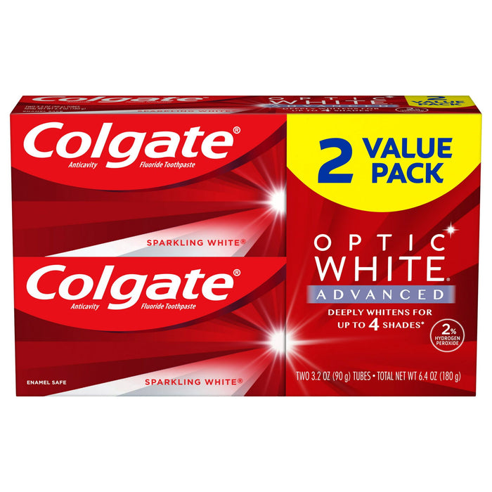 Colgate Optic White Advanced Teeth Whitening Toothpaste; 3.2 oz; 2 Pack