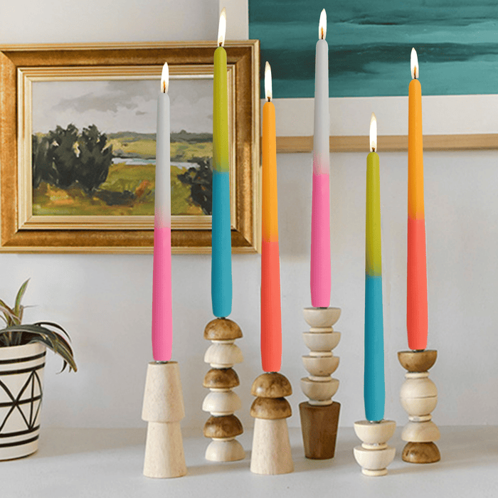 FCMSHAMD 10'' Rose Scented Taper Candles - Dripless Burn Time 6 H(6 Pack)