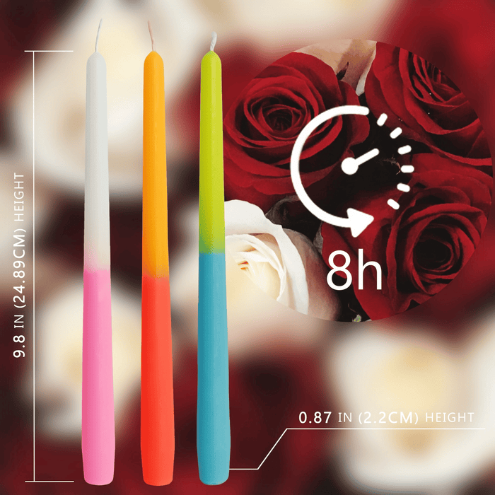 FCMSHAMD 10'' Rose Scented Taper Candles - Dripless Burn Time 6 H(6 Pack)