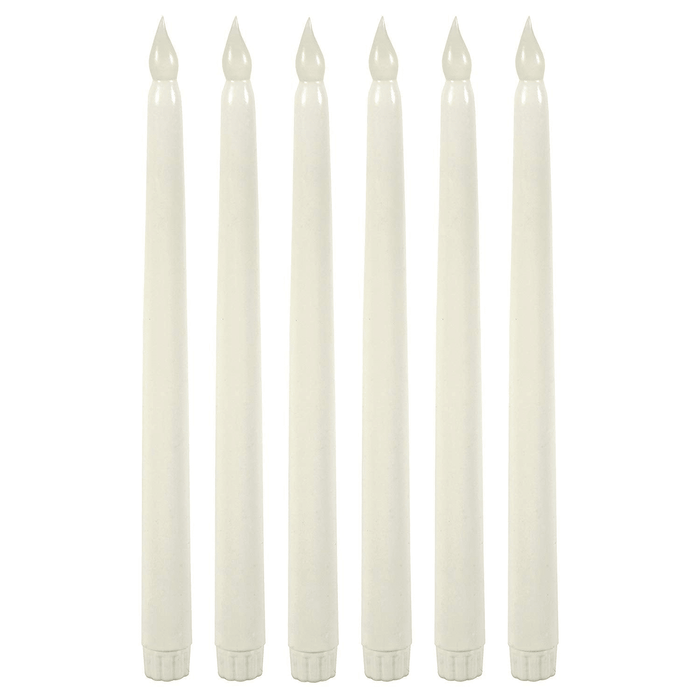 Wyzworks Indoor/Outdoor Unscented 1" x 1" Wax Taper Candles, 6-Pieces, White